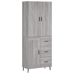 vidaXL Aparador alto madera contrachapada gris sonoma 69,5x34x180 cm