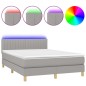 vidaXL Cama box spring colchón y luces LED tela gris claro 140x200 cm vidaXL Cama box spring colchón y luces LED tela gris claro 140x200 cm