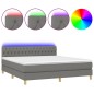 vidaXL Cama box spring con colchón y LED tela gris oscuro 160x200 cm vidaXL Cama box spring con colchón y LED tela gris oscuro 160x200 cm