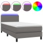 vidaXL Cama box spring y colchón LED cuero sintético gris 80x200 cm vidaXL Cama box spring y colchón LED cuero sintético gris 80x200 cm
