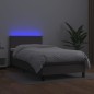 vidaXL Cama box spring y colchón LED cuero sintético gris 80x200 cm vidaXL Cama box spring y colchón LED cuero sintético gris 80x200 cm