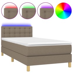 vidaXL Cama box spring con colchón LED tela gris taupe 80x200 cm