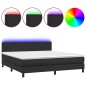 vidaXL Cama box spring colchón y LED cuero sintético negro 180x200 cm vidaXL Cama box spring colchón y LED cuero sintético negro 180x200 cm