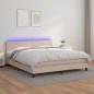 vidaXL Cama box spring colchón LED cuero sintético capuchino 180x200cm vidaXL Cama box spring colchón LED cuero sintético capuchino 180x200cm