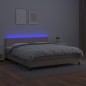 vidaXL Cama box spring colchón LED cuero sintético capuchino 180x200cm vidaXL Cama box spring colchón LED cuero sintético capuchino 180x200cm