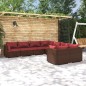 vidaXL Set muebles de jardín 8 pzas y cojines ratán sintético marrón