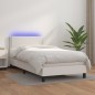 vidaXL Cama box spring y colchón LED cuero sintético blanco 90x190 cm vidaXL Cama box spring y colchón LED cuero sintético blanco 90x190 cm