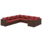 vidaXL Set muebles de jardín 8 pzas y cojines ratán sintético marrón