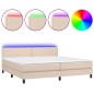 vidaXL Cama box spring colchón LED cuero sintético capuchino 200x200cm vidaXL Cama box spring colchón LED cuero sintético capuchino 200x200cm