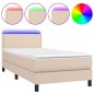 vidaXL Cama box spring colchón LED cuero sintético capuchino 80x200 cm vidaXL Cama box spring colchón LED cuero sintético capuchino 80x200 cm