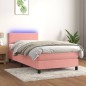 vidaXL Cama box spring colchón y LED terciopelo rosa 90x200 cm vidaXL Cama box spring colchón y LED terciopelo rosa 90x200 cm