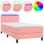 vidaXL Cama box spring colchón y LED terciopelo rosa 90x200 cm vidaXL Cama box spring colchón y LED terciopelo rosa 90x200 cm