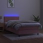 vidaXL Cama box spring colchón y LED terciopelo rosa 90x200 cm vidaXL Cama box spring colchón y LED terciopelo rosa 90x200 cm