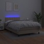 vidaXL Cama box spring colchón LED cuero sintético capuchino 120x200cm vidaXL Cama box spring colchón LED cuero sintético capuchino 120x200cm