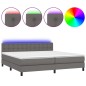 vidaXL Cama box spring colchón y LED cuero sintético gris 200x200 cm vidaXL Cama box spring colchón y LED cuero sintético gris 200x200 cm