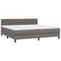 vidaXL Cama box spring colchón y LED cuero sintético gris 200x200 cm vidaXL Cama box spring colchón y LED cuero sintético gris 200x200 cm