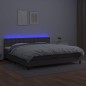 vidaXL Cama box spring colchón y LED cuero sintético gris 200x200 cm vidaXL Cama box spring colchón y LED cuero sintético gris 200x200 cm