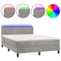 vidaXL Cama box spring colchón y LED terciopelo gris claro 140x190 cm vidaXL Cama box spring colchón y LED terciopelo gris claro 140x190 cm