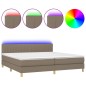 vidaXL Cama box spring con colchón LED tela gris taupe 200x200 cm vidaXL Cama box spring con colchón LED tela gris taupe 200x200 cm