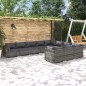 vidaXL Set de muebles de jardín 10 pzas y cojines ratán sintético gris vidaXL Set de muebles de jardín 10 pzas y cojines ratán sintético gris