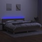 vidaXL Cama box spring con colchón LED tela gris taupe 200x200 cm vidaXL Cama box spring con colchón LED tela gris taupe 200x200 cm