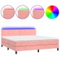 vidaXL Cama box spring colchón y LED terciopelo rosa 160x200 cm vidaXL Cama box spring colchón y LED terciopelo rosa 160x200 cm