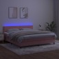 vidaXL Cama box spring colchón y LED terciopelo rosa 160x200 cm vidaXL Cama box spring colchón y LED terciopelo rosa 160x200 cm