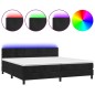 vidaXL Cama box spring colchón y LED terciopelo negro 200x200 cm vidaXL Cama box spring colchón y LED terciopelo negro 200x200 cm