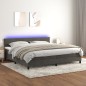 vidaXL Cama box spring colchón y LED terciopelo gris oscuro 200x200 cm vidaXL Cama box spring colchón y LED terciopelo gris oscuro 200x200 cm