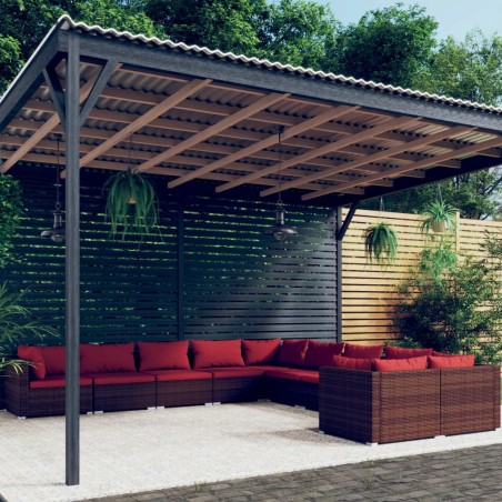 vidaXL Set muebles de jardín 10 piezas cojines ratán sintético marrón