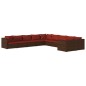 vidaXL Set muebles de jardín 10 piezas cojines ratán sintético marrón vidaXL Set muebles de jardín 10 piezas cojines ratán sintético marrón