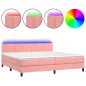 vidaXL Cama box spring colchón y LED terciopelo rosa 200x200 cm