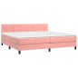 vidaXL Cama box spring colchón y LED terciopelo rosa 200x200 cm