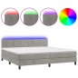 vidaXL Cama box spring colchón y LED terciopelo gris claro 200x200 cm vidaXL Cama box spring colchón y LED terciopelo gris claro 200x200 cm