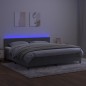 vidaXL Cama box spring colchón y LED terciopelo gris claro 200x200 cm vidaXL Cama box spring colchón y LED terciopelo gris claro 200x200 cm
