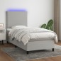 vidaXL Cama box spring colchón y luces LED tela gris claro 100x200 cm vidaXL Cama box spring colchón y luces LED tela gris claro 100x200 cm