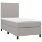 vidaXL Cama box spring colchón y luces LED tela gris claro 100x200 cm vidaXL Cama box spring colchón y luces LED tela gris claro 100x200 cm
