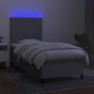 vidaXL Cama box spring colchón y luces LED tela gris claro 100x200 cm vidaXL Cama box spring colchón y luces LED tela gris claro 100x200 cm