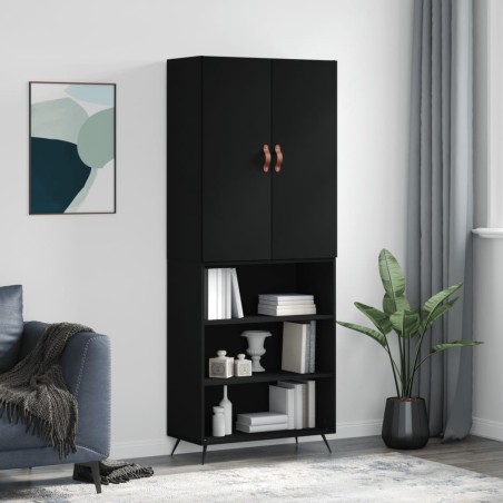 vidaXL Aparador alto madera contrachapada negro 69,5x34x180 cm