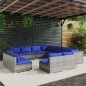 vidaXL Set de muebles de jardín 11 pzas cojines ratán sintético gris vidaXL Set de muebles de jardín 11 pzas cojines ratán sintético gris
