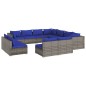 vidaXL Set de muebles de jardín 11 pzas cojines ratán sintético gris vidaXL Set de muebles de jardín 11 pzas cojines ratán sintético gris