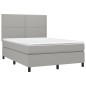 vidaXL Cama box spring colchón y luces LED tela gris claro 140x190 cm vidaXL Cama box spring colchón y luces LED tela gris claro 140x190 cm