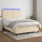 vidaXL Cama box spring colchón y luces LED tela crema 140x190 cm vidaXL Cama box spring colchón y luces LED tela crema 140x190 cm