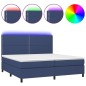vidaXL Cama box spring colchón y luces LED tela azul 200x200 cm vidaXL Cama box spring colchón y luces LED tela azul 200x200 cm