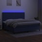 vidaXL Cama box spring colchón y luces LED tela azul 200x200 cm vidaXL Cama box spring colchón y luces LED tela azul 200x200 cm