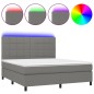 vidaXL Cama box spring colchón y luces LED tela gris oscuro 160x200 cm vidaXL Cama box spring colchón y luces LED tela gris oscuro 160x200 cm