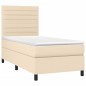vidaXL Cama box spring colchón y luces LED tela color crema 90x190 cm vidaXL Cama box spring colchón y luces LED tela color crema 90x190 cm