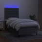 vidaXL Cama box spring colchón y luces LED tela gris oscuro 100x200 cm vidaXL Cama box spring colchón y luces LED tela gris oscuro 100x200 cm