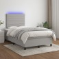 vidaXL Cama box spring con colchón tela y LED gris claro 120x200 cm vidaXL Cama box spring con colchón tela y LED gris claro 120x200 cm