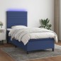 vidaXL Cama box spring colchón y luces LED tela azul 80x200 cm